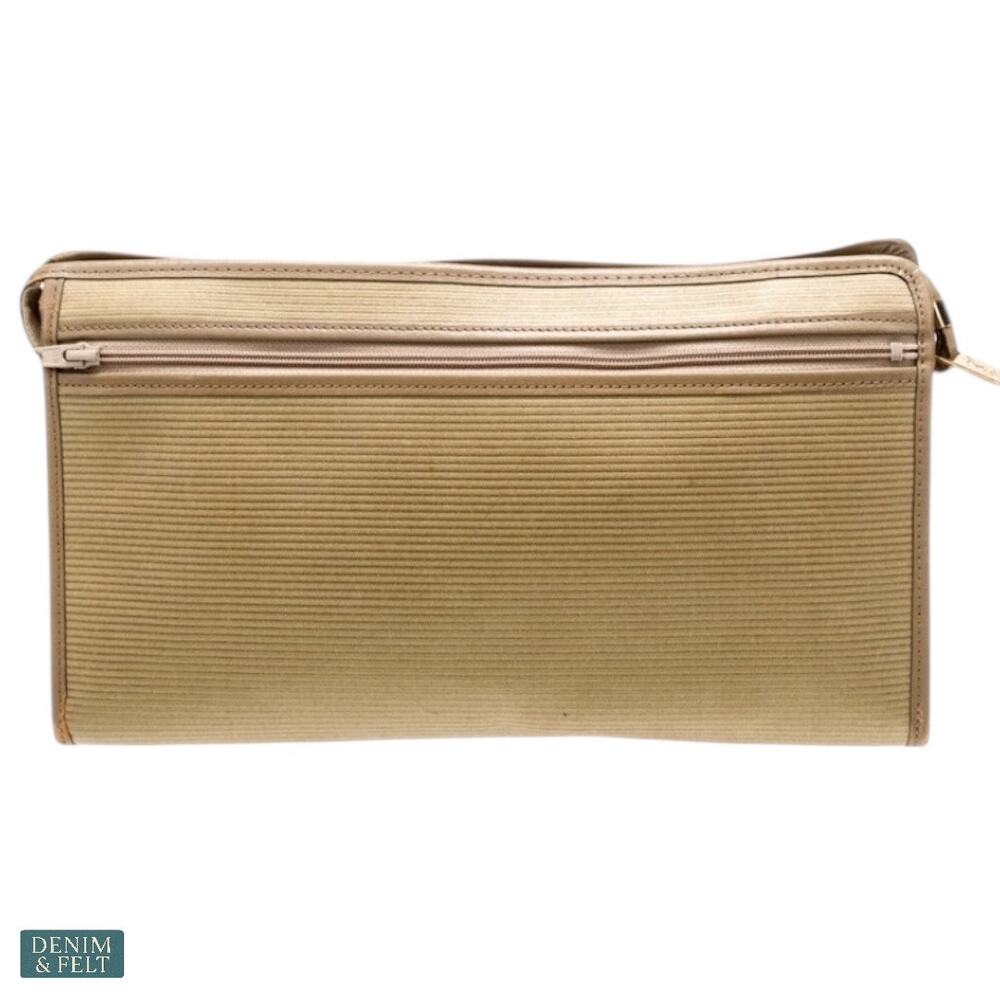 Yves Saint Laurent Brown Ribbed Clutch Travel Leather Trim Vintage Statement Bag - Picture 5 of 16